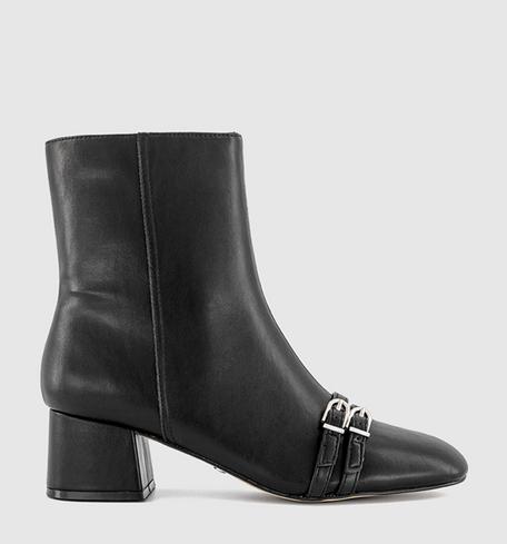 Office Aris Block Heel Buckle Detail Boots Black
