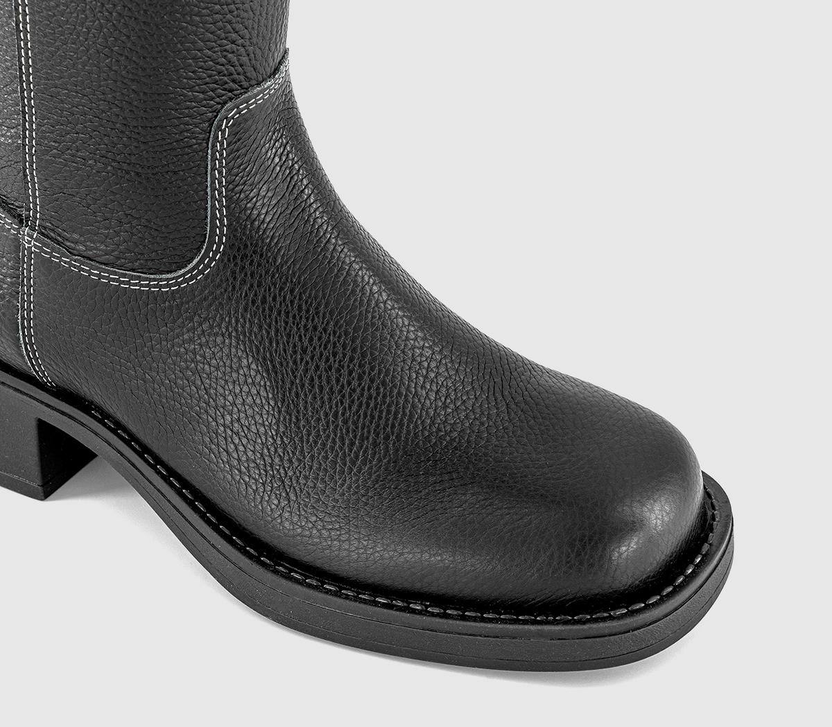OFFICEKickstart Chunky Calf BootsBlack Leather