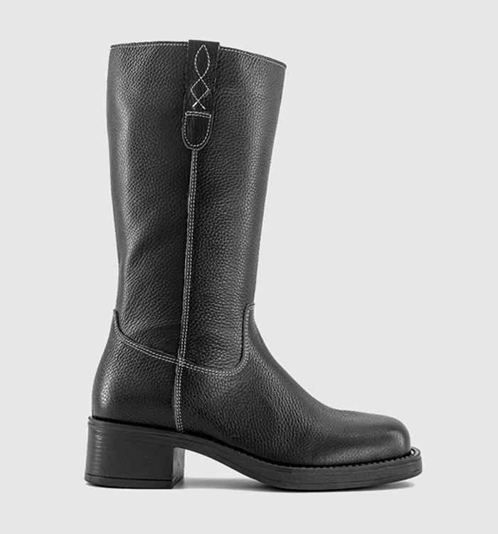 OFFICE Kickstart Chunky Calf Boots Black Leather
