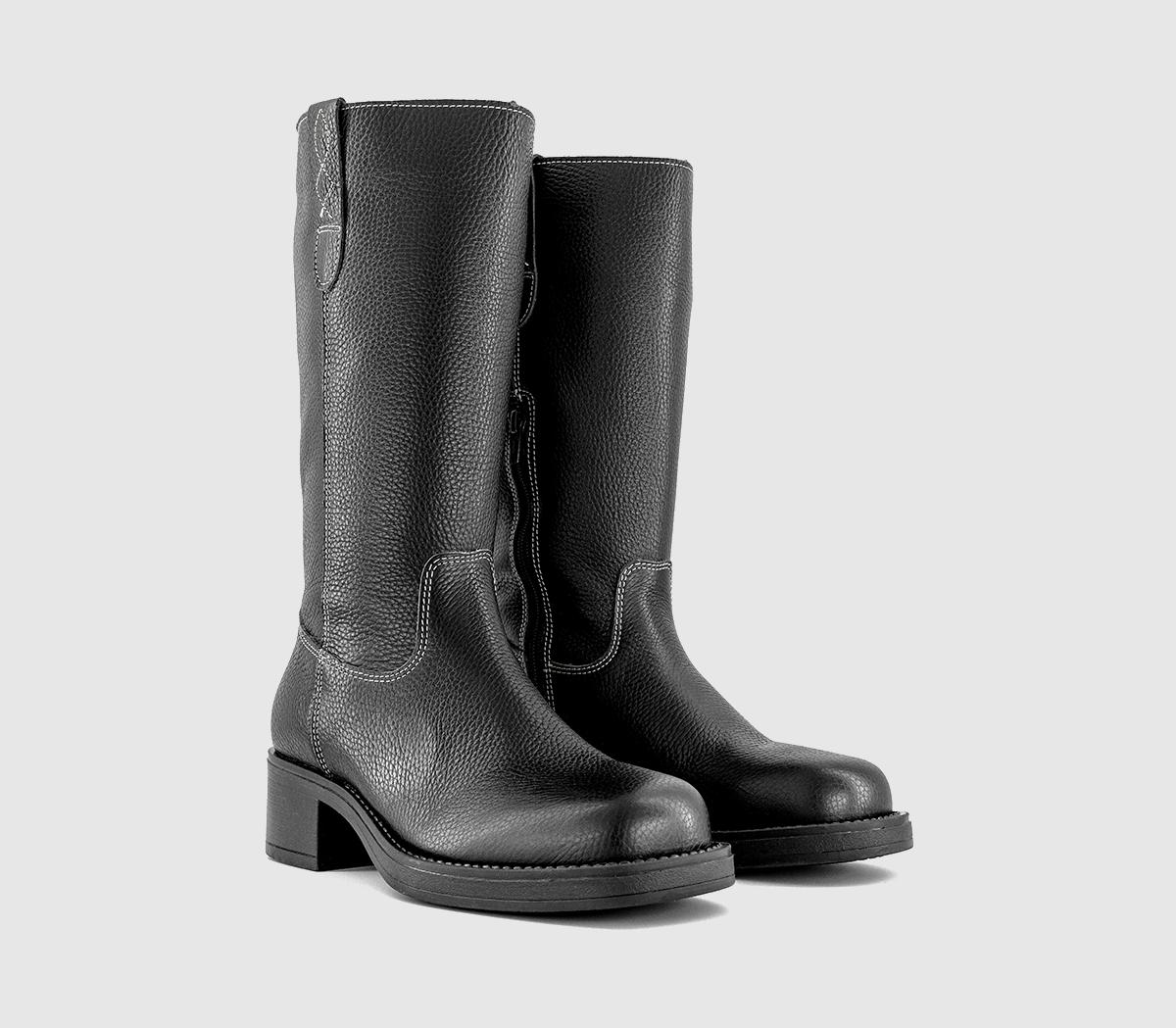 OFFICEKickstart Chunky Calf BootsBlack Leather