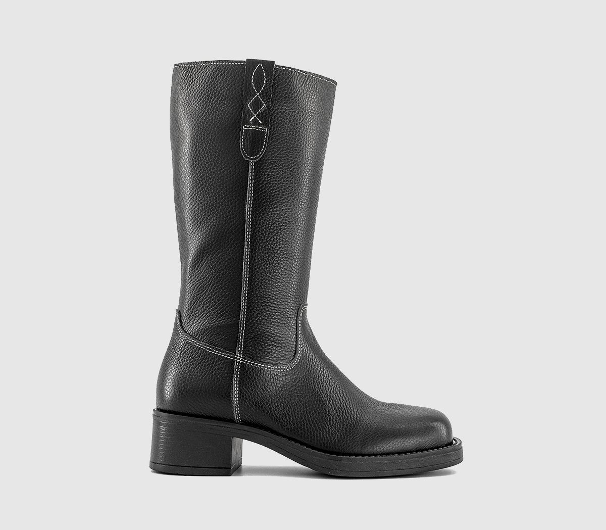 OFFICEKickstart Chunky Calf BootsBlack Leather