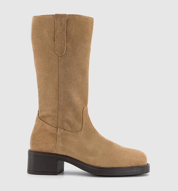 OFFICE Kickstart Chunky Calf Boots Beige Suede