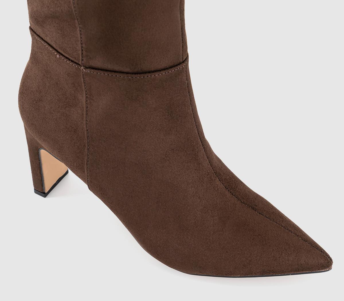 OFFICEKadell Pointed Toe Knee High BootsBrown Faux Suede