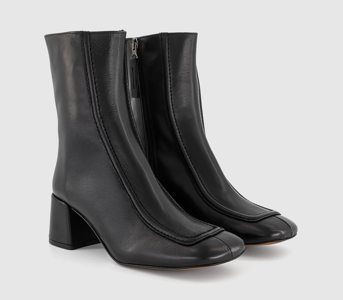 OFFICEAnatomy Apron Heeled BootsBlack Leather