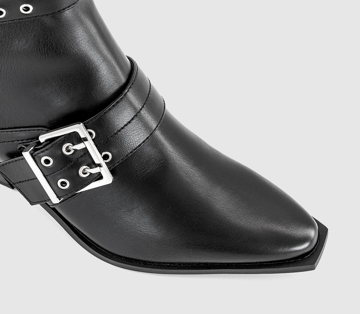 OFFICEAxis Buckle heeled Ankle BootBlack