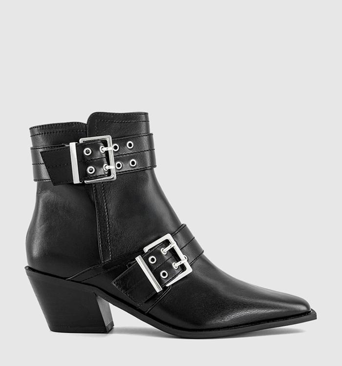 OFFICE Axis Buckle heeled Ankle Boot Black