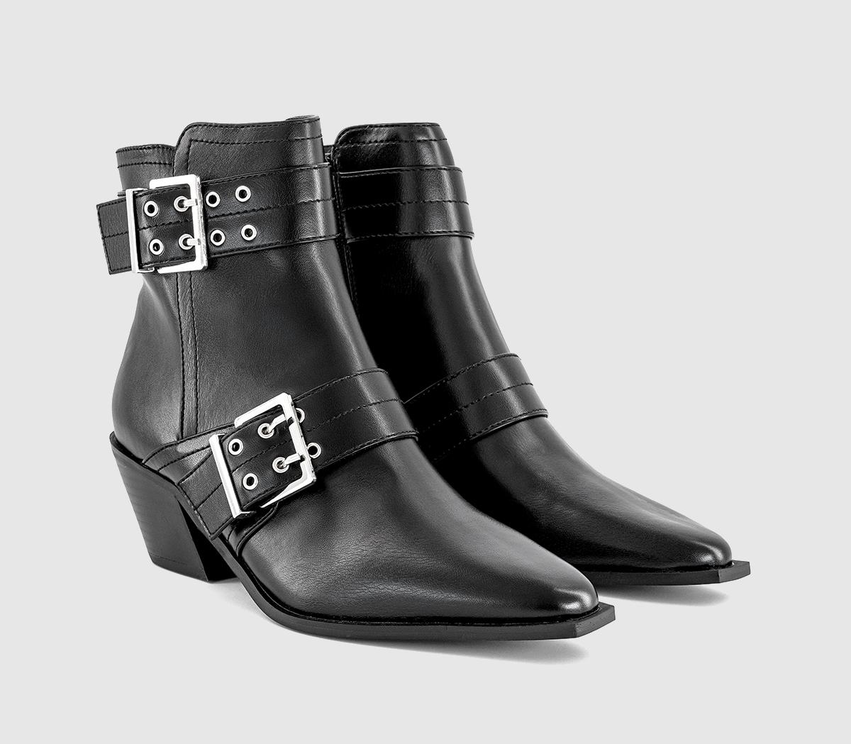 OFFICEAxis Buckle heeled Ankle BootBlack