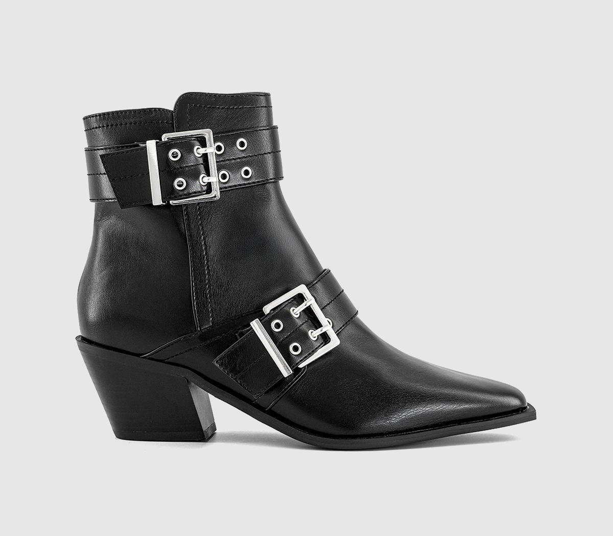 OFFICEAxis Buckle heeled Ankle BootBlack