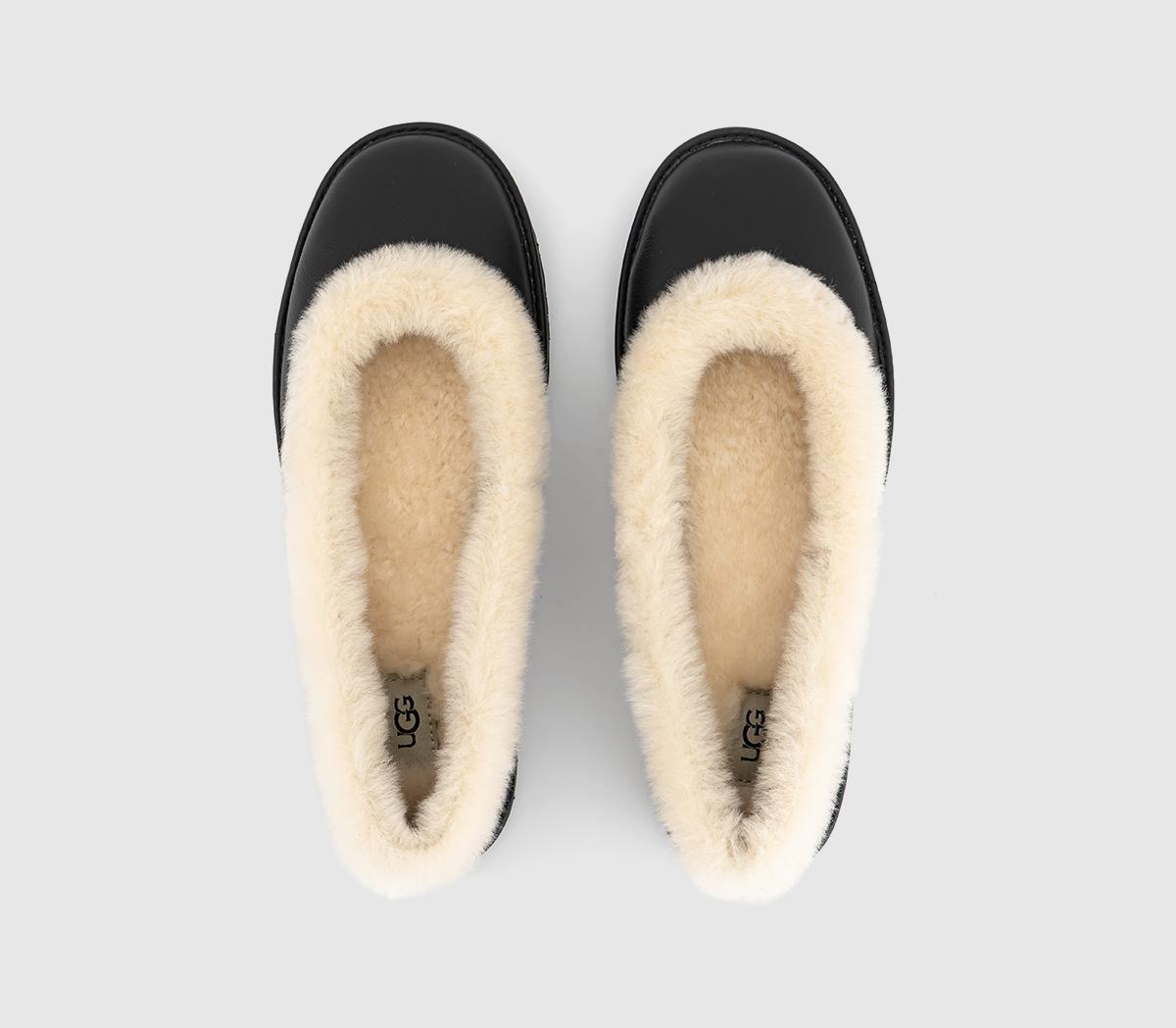 UGG Zora Leather Ballet Flats Black - Flat Shoes for Women