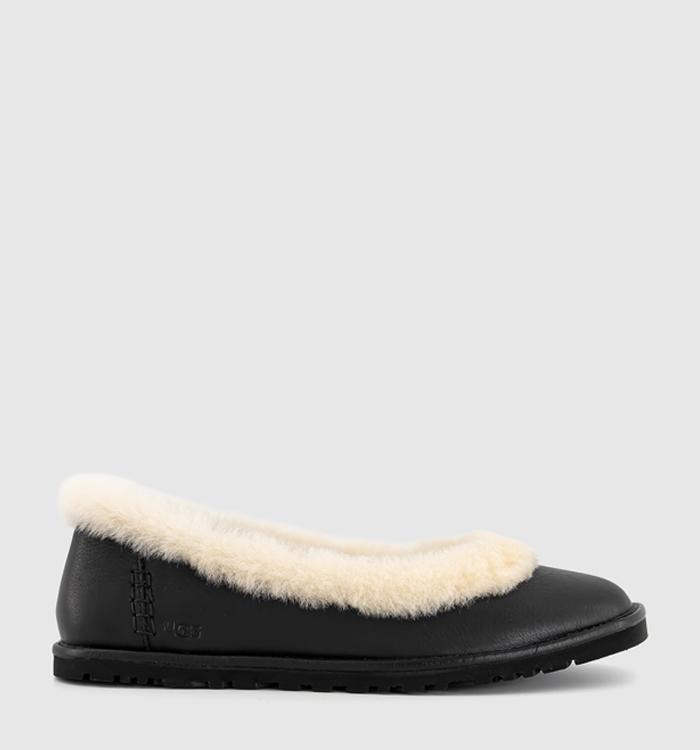UGG Zora Leather Ballet Flats Black