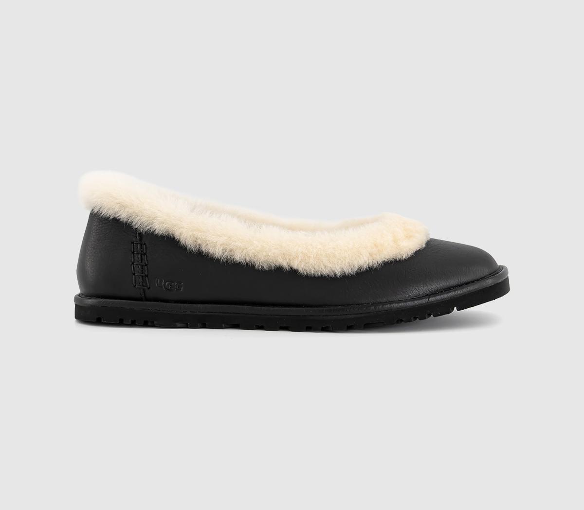 3連休限定出品UGG ZORA LEATHER BALLET FLAT UGG Zora Leather Ballet Flats Black - Flat Shoes for Women