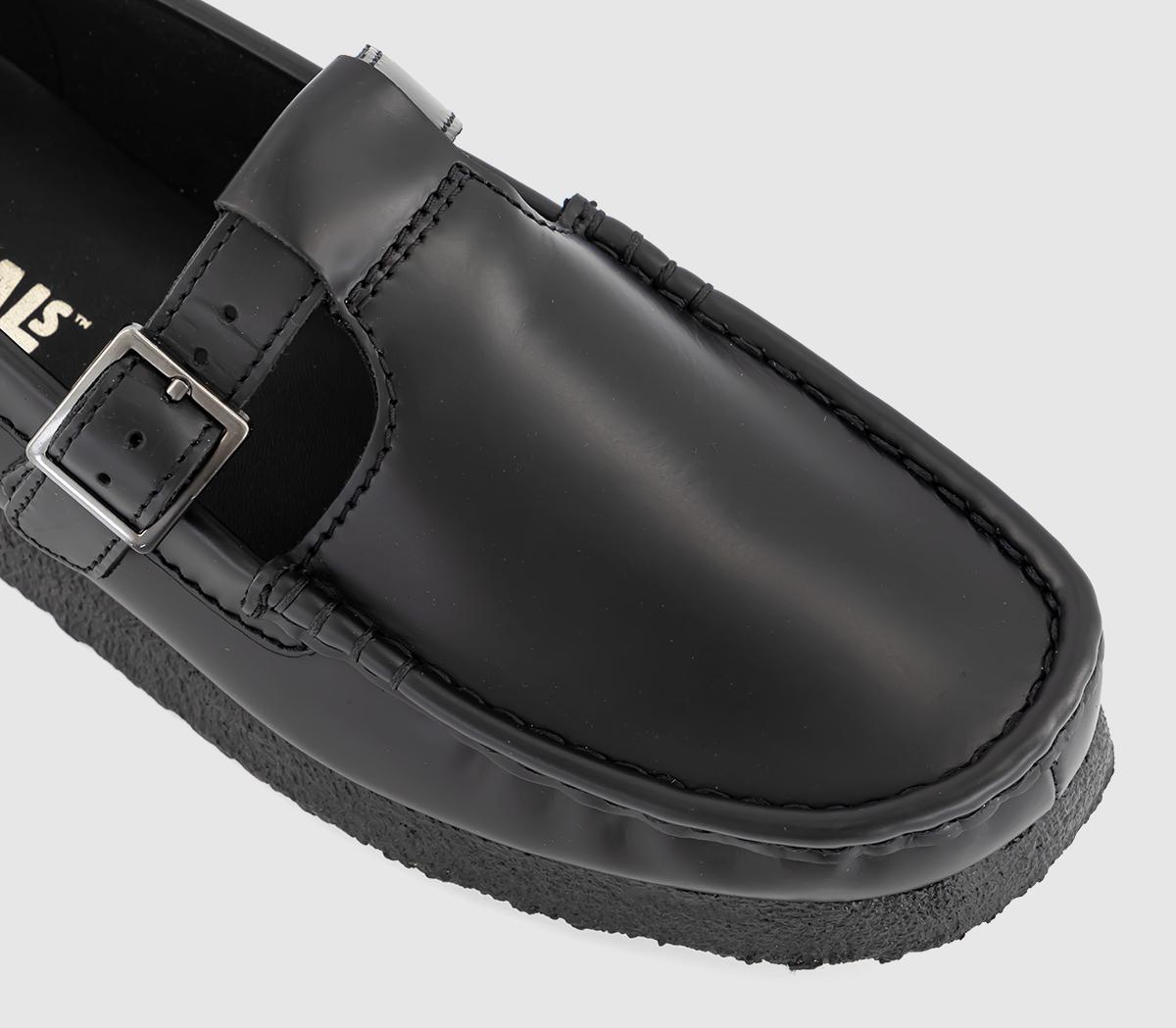 Clarks Originals Wallabee T Bar Loafers Black Patent - Flat Shoes