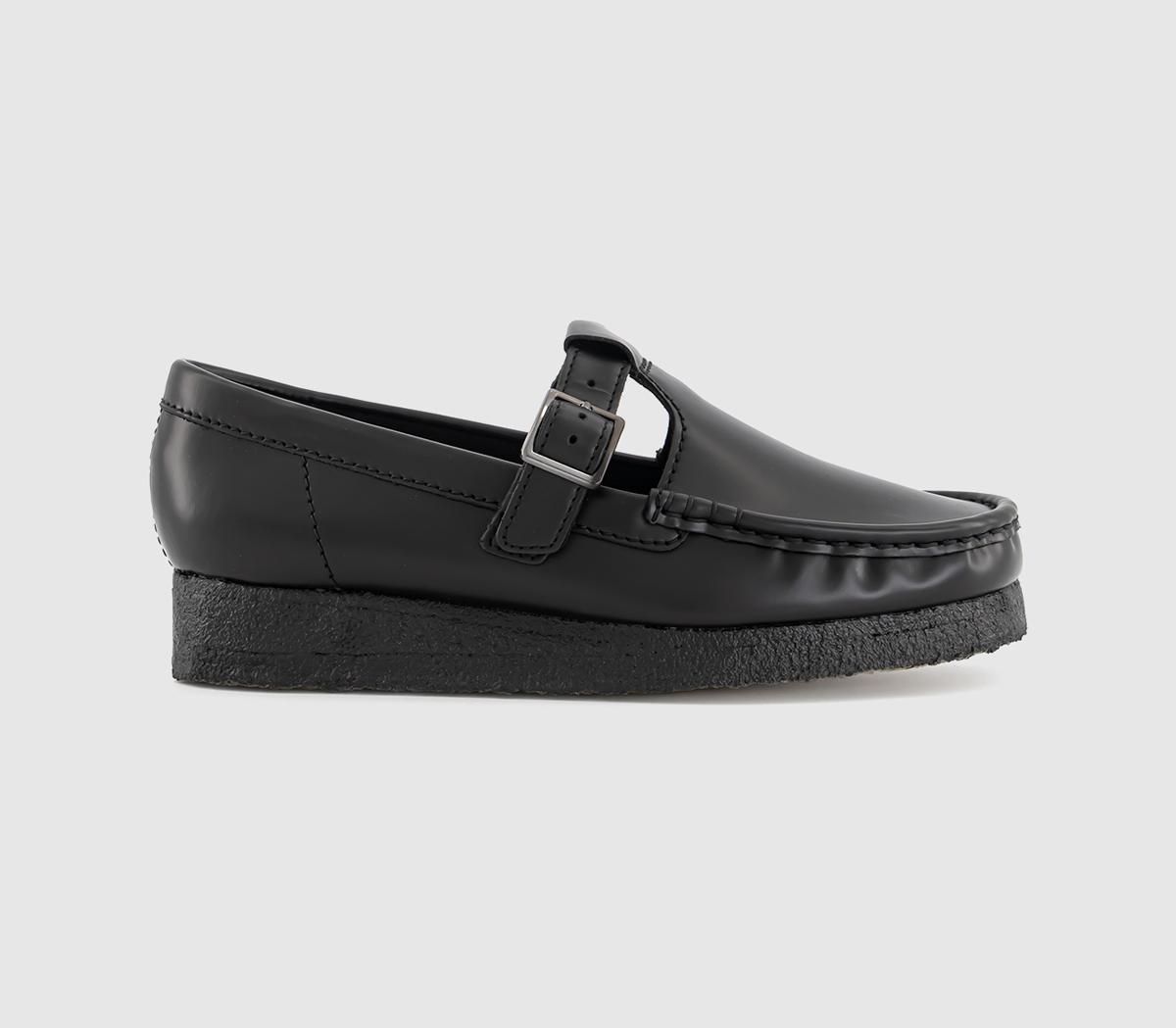 Clarks Originals Wallabee T Bar Loafers Black Patent - Flat Shoes