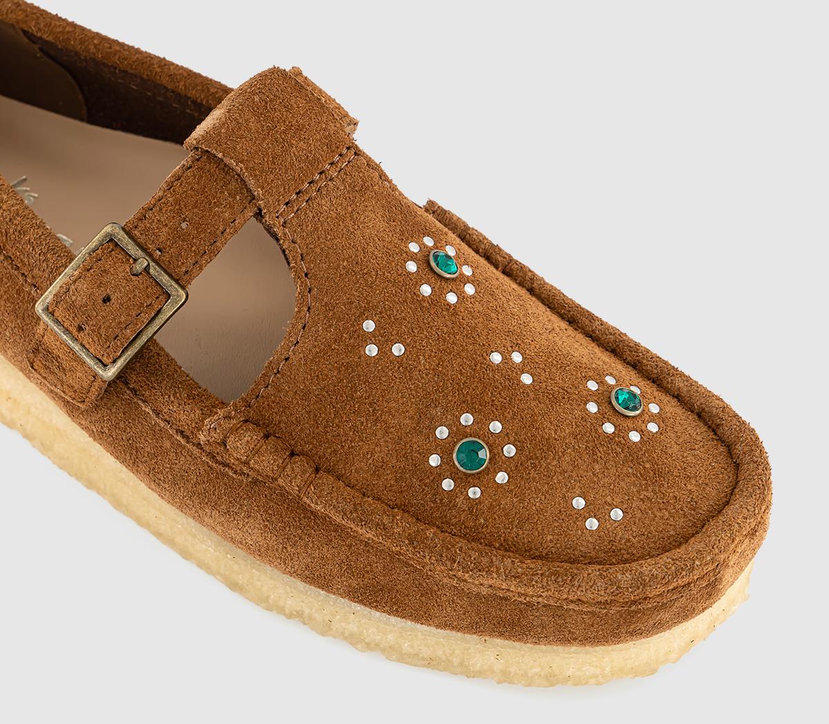 Clarks OriginalsWallabee T-Bar ShoesBrown Orange Suede