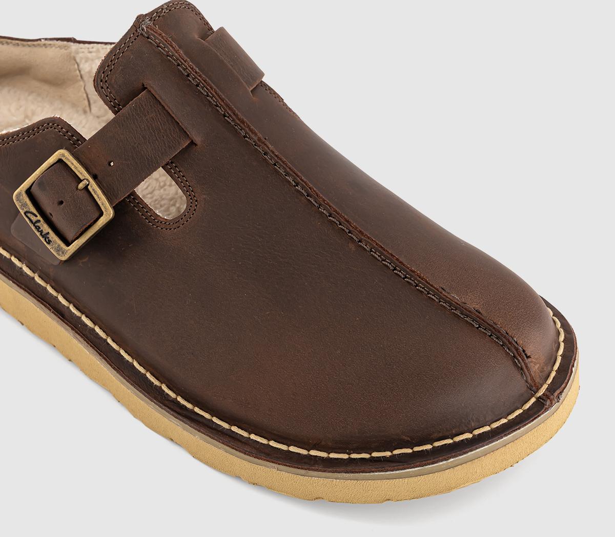 Solsbury Mule /（ブラウンラインドレザー）uk8,5 Clarks Originals Solsbury Warm Lined Mules Brown Leather - Flat