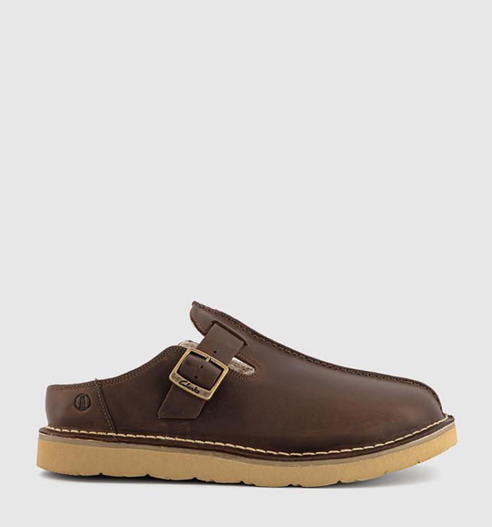 Clarks Originals Solsbury Warm Lined Mules Brown Leather