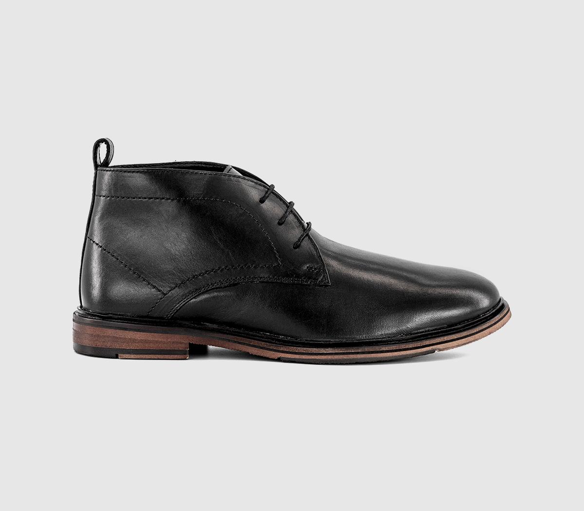 Office Barnaby Smart Chukka Boots Leather Black in Men's Size 8, Office Shoes