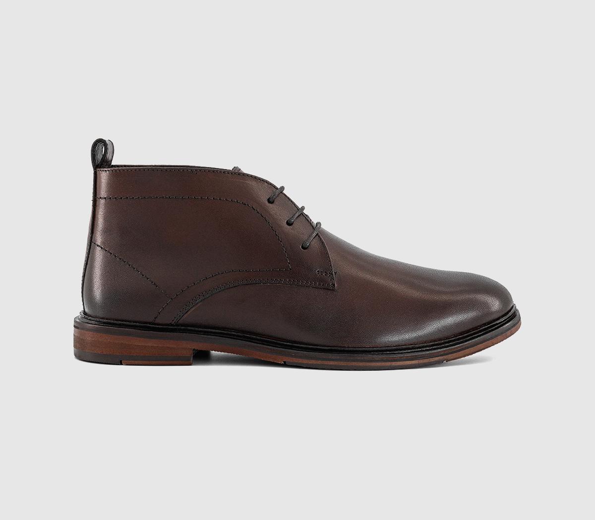 Office Barnaby Smart Chukka Boots Leather Brown in Men's Size 8, Office Shoes