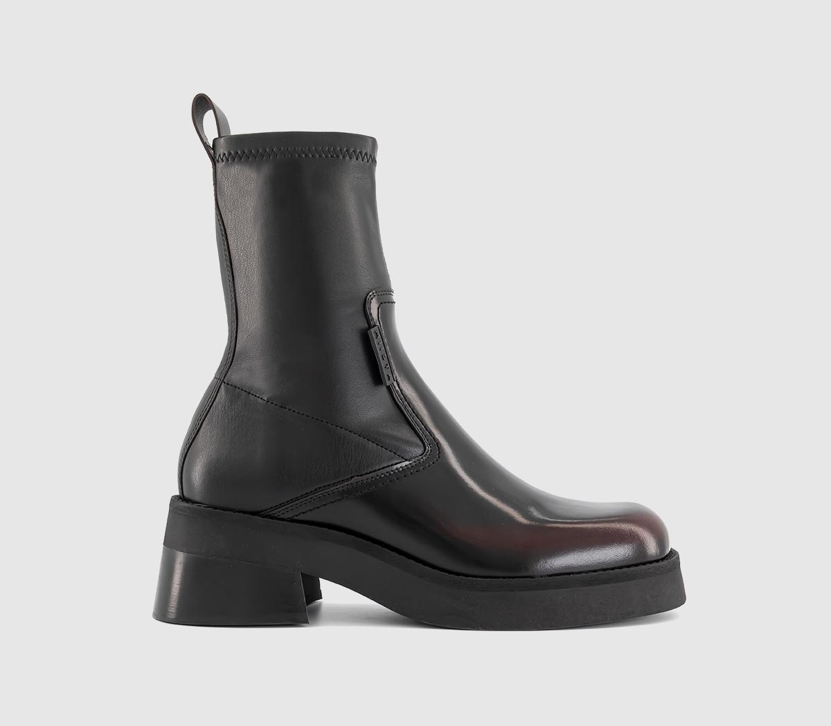 Miista Oliana Boots Black Burgandy - Women's Ankle Boots