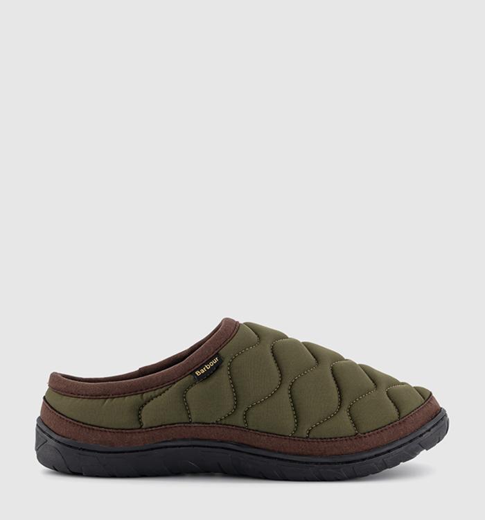 Barbour Outdale Slippers Olive Brown