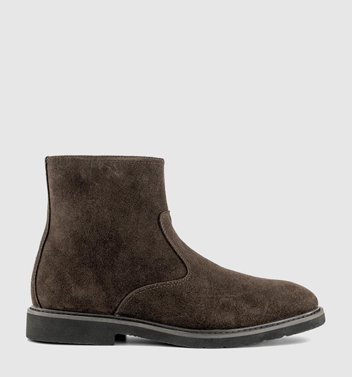 OFFICE Baxter High Leg Zip Boots Brown Suede