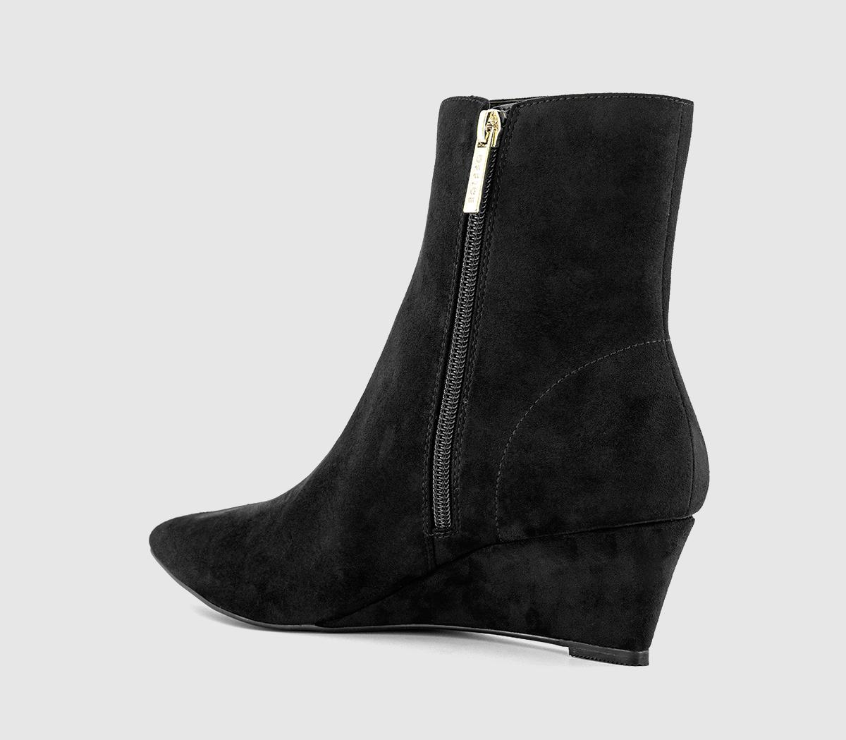 OFFICEAzalea Pointed Wedge BootsBlack Faux Suede