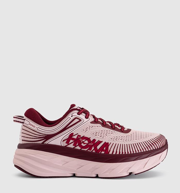 HOKA Bondi 7 Trainers Pink Opal Varsity Burgundy