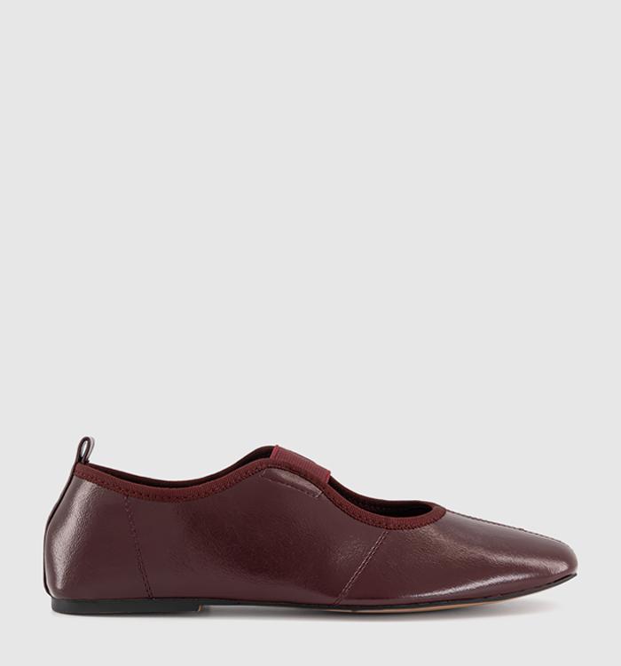 OFFICE Fraser Soft Elastic Mary Jane Ballet Flats Burgundy