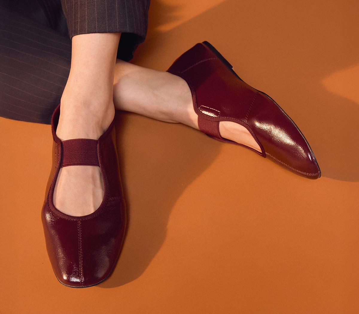 OFFICE Fraser Soft Elastic Mary Jane Ballet Flats Burgundy - Flat