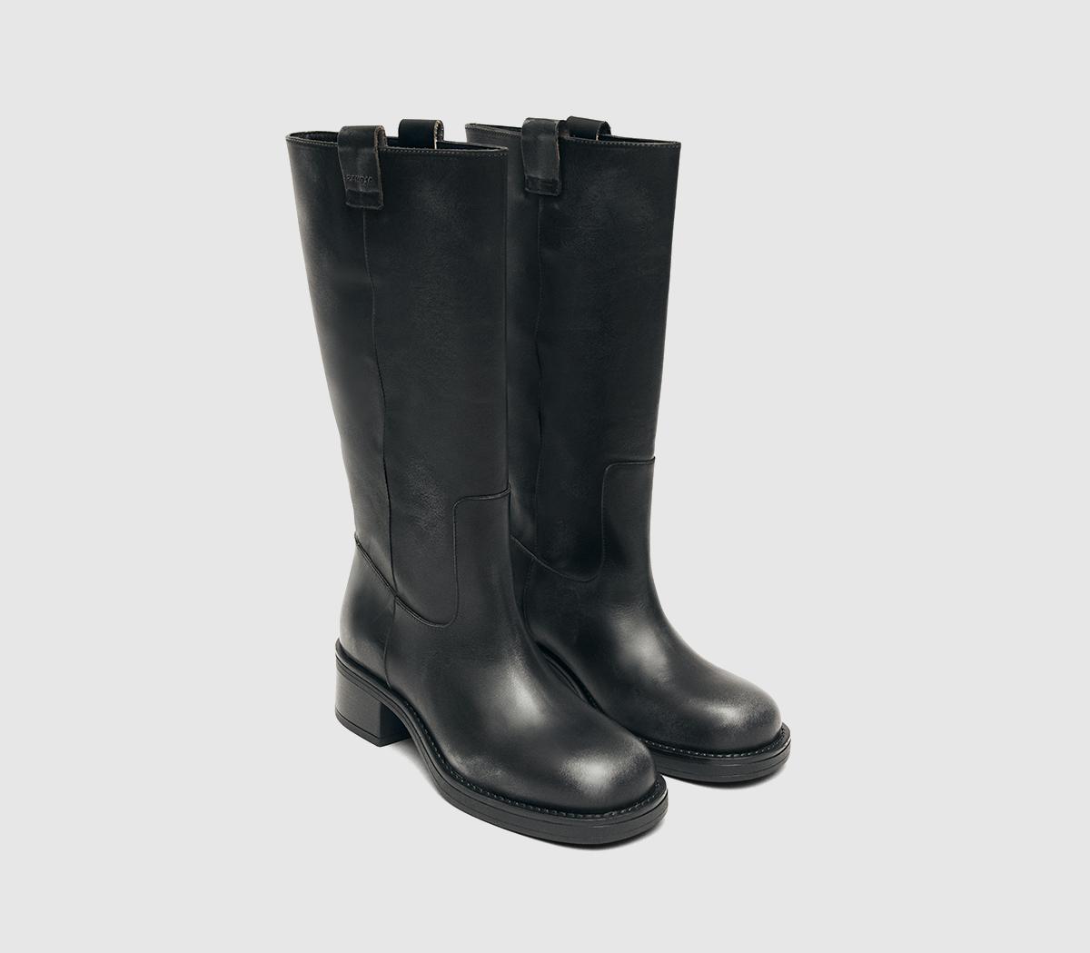 ALOHASSajan Knee High BootsBlack Leather