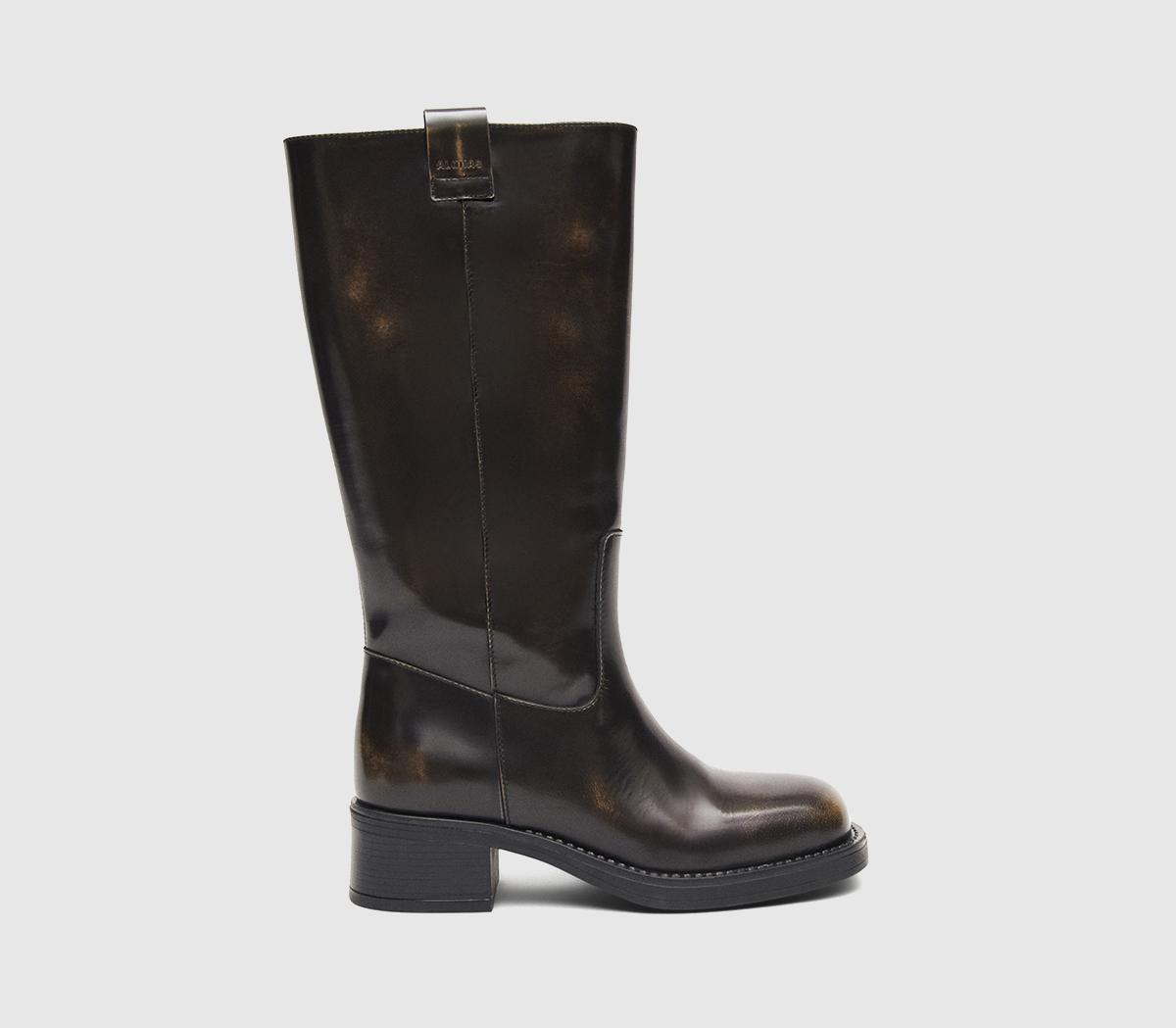 Alohas Womens Sajan Knee High Boots Brown Leather, 3.5