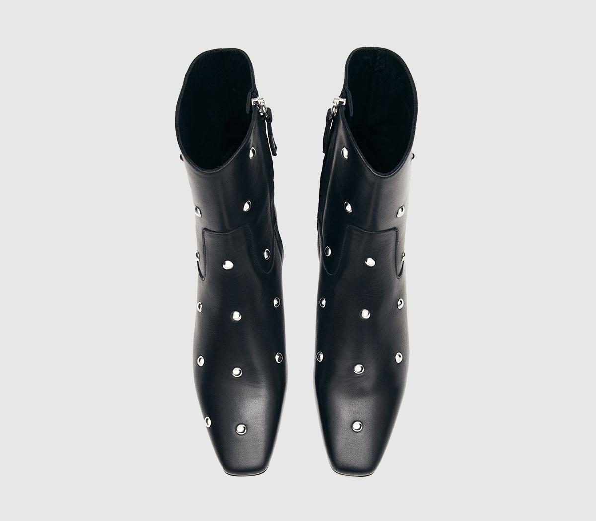 ALOHASNash Studs Ankle BootsBlack Leather