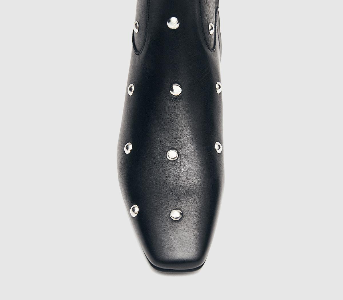 ALOHASNash Studs Ankle BootsBlack Leather