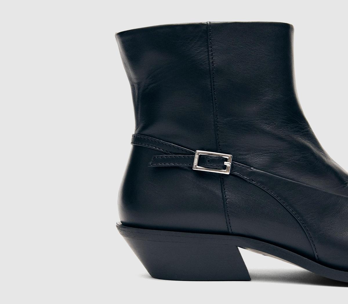 ALOHASLizzie Black Buckle BootsBlack Leather