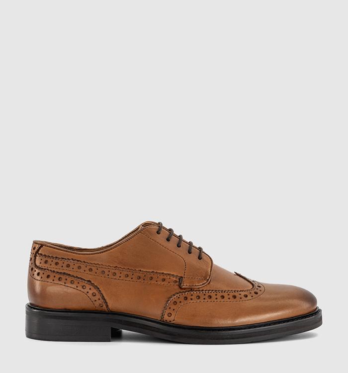 OFFICE Mayhem Derby Lace Up Brogues Tan Leather