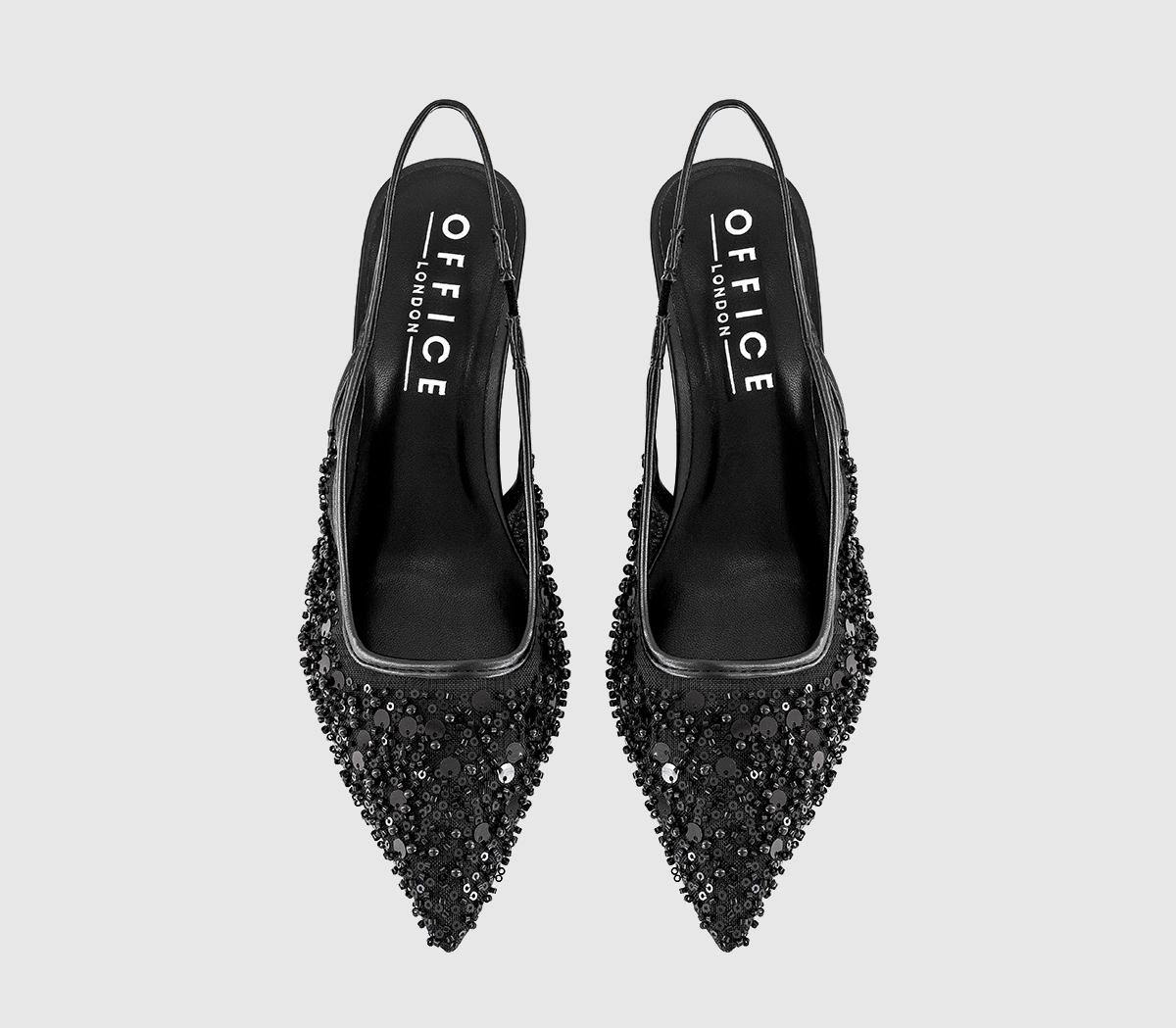 OFFICEMaddie Embellished Point Court Kitten HeelBlack