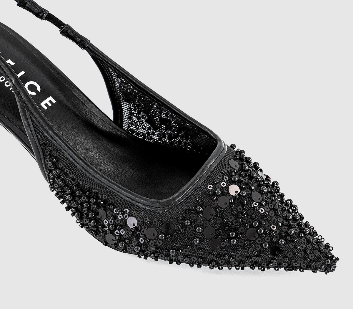 OFFICEMaddie Embellished Point Court Kitten HeelBlack