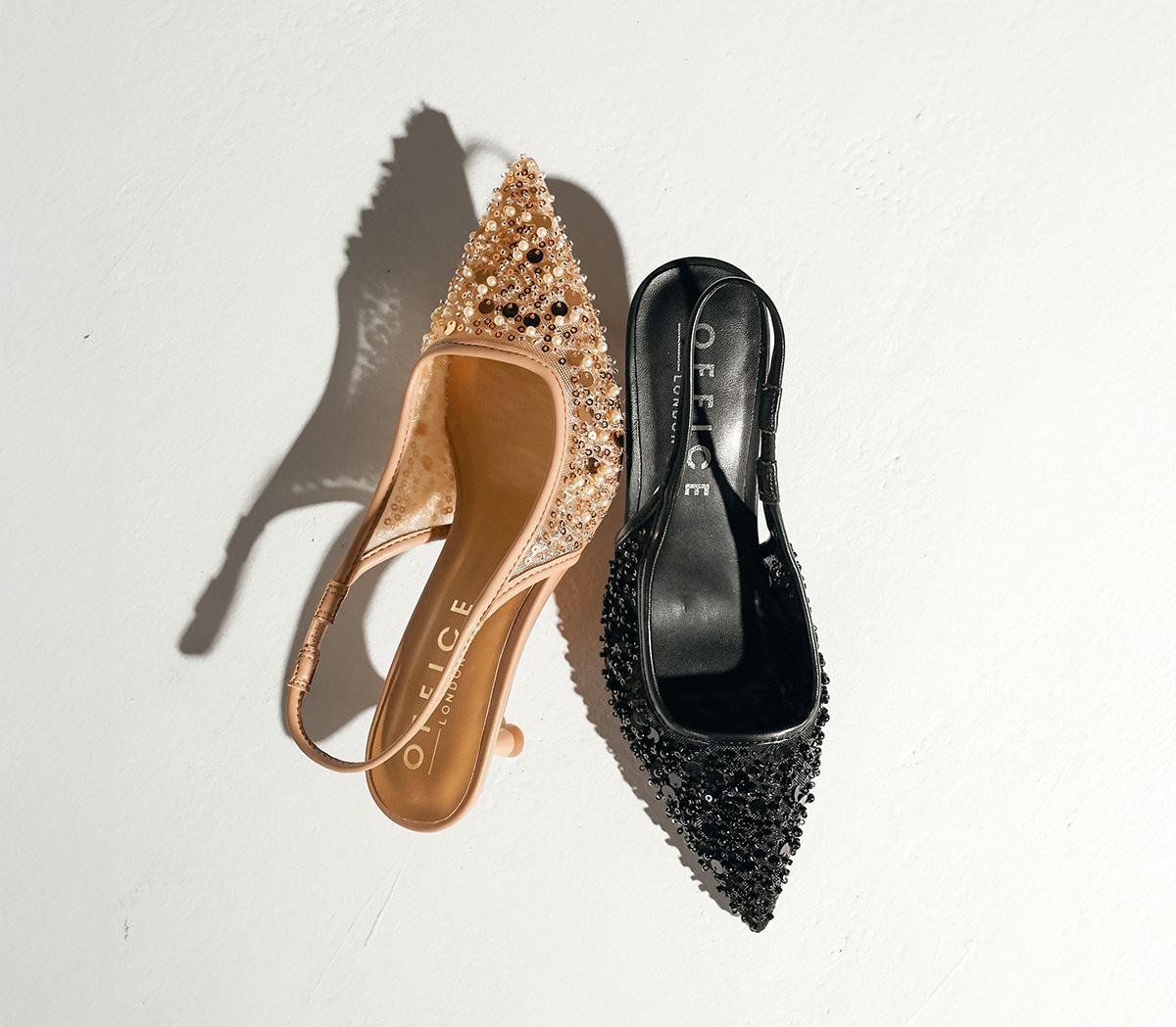 OFFICEMaddie Embellished Point Court Kitten HeelBlack