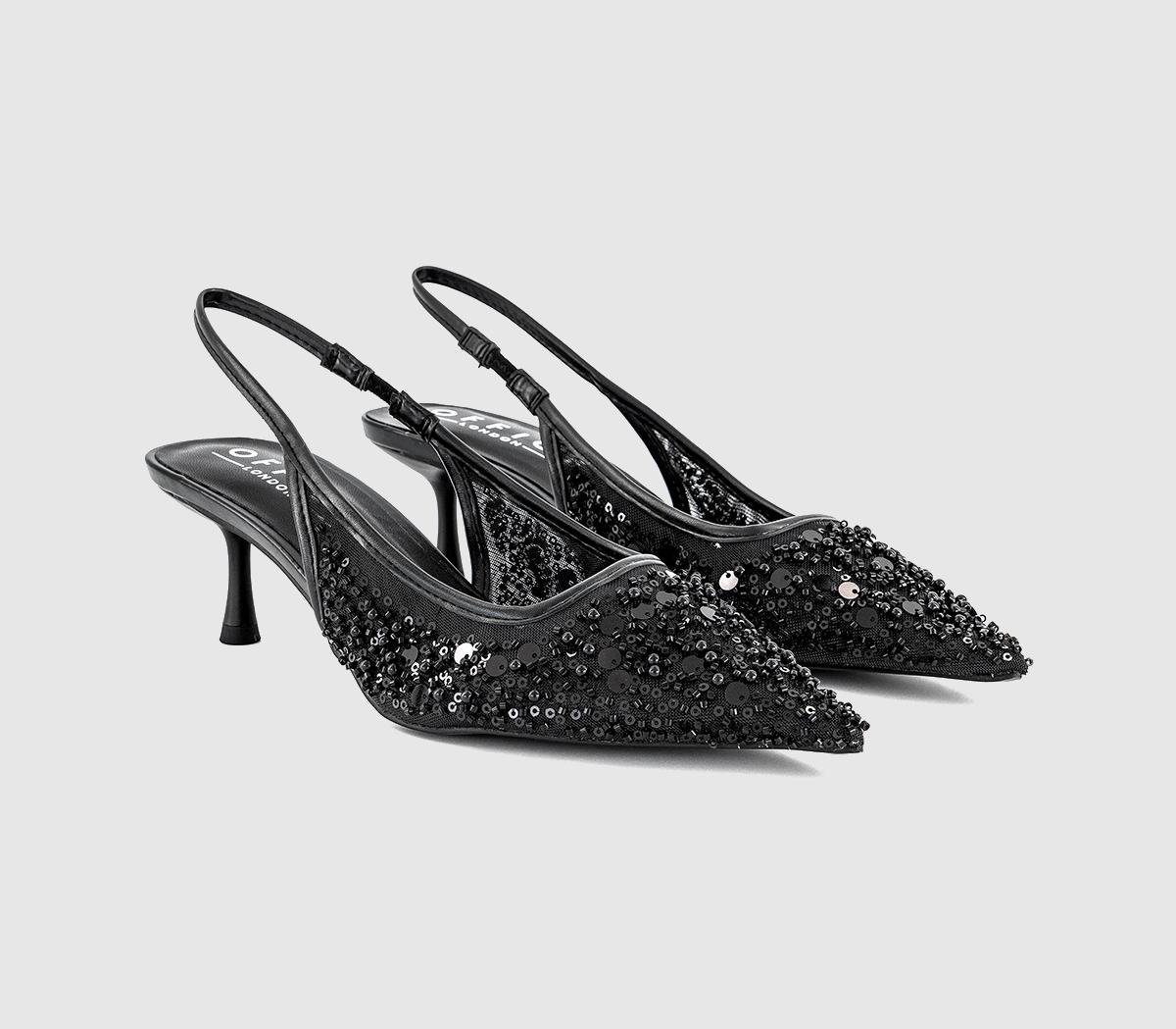 OFFICEMaddie Embellished Point Court Kitten HeelBlack