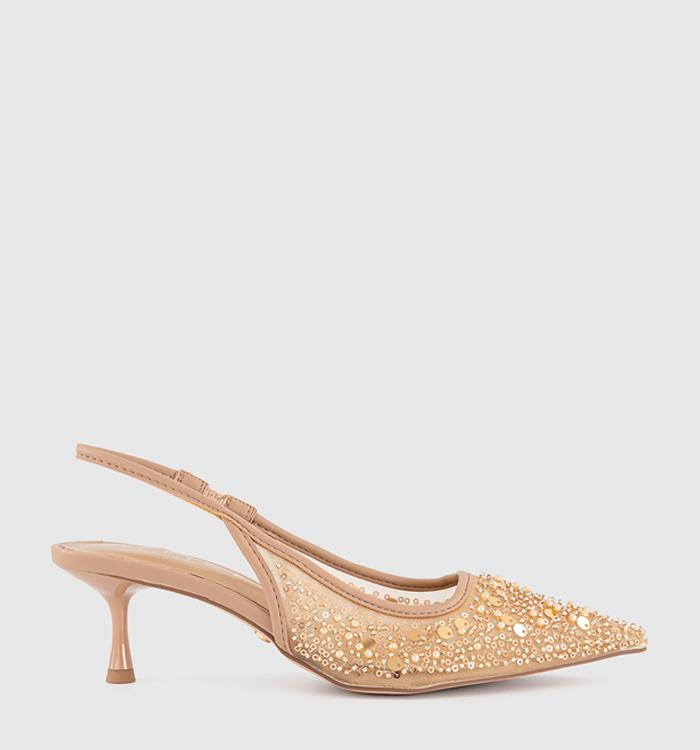 OFFICE Maddie Embellished Point Court  Kitten Heel Neutral