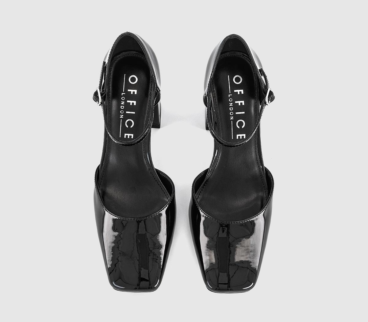 OFFICEMirelle Two Part Square Toe Block HeelsBlack Patent