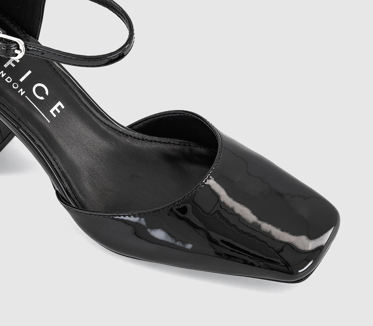 OFFICEMirelle Two Part Square Toe Block HeelsBlack Patent