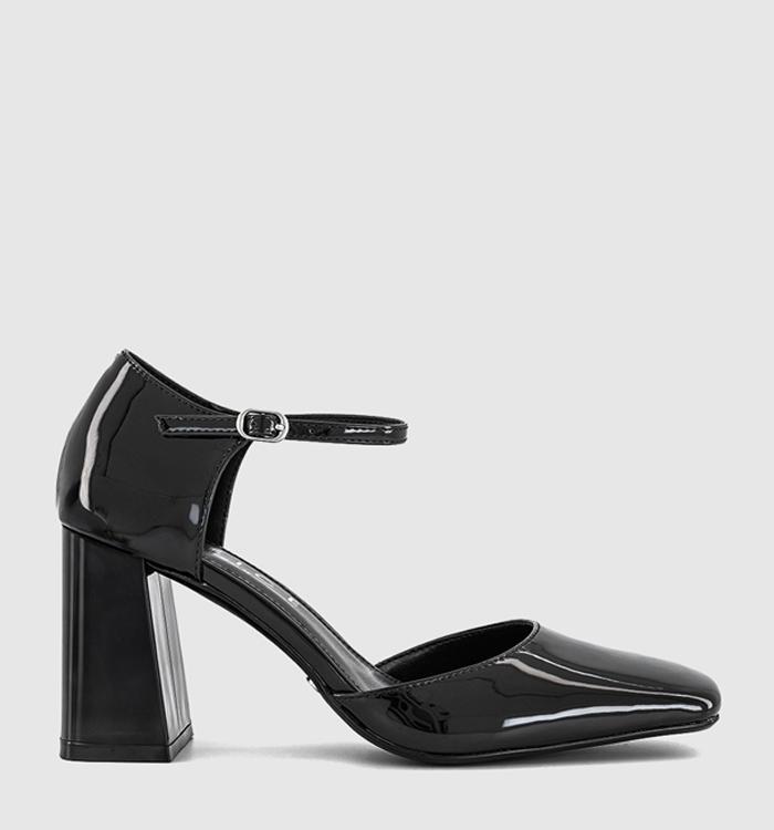 OFFICE Mirelle Two Part Square Toe Block Heels Black Patent