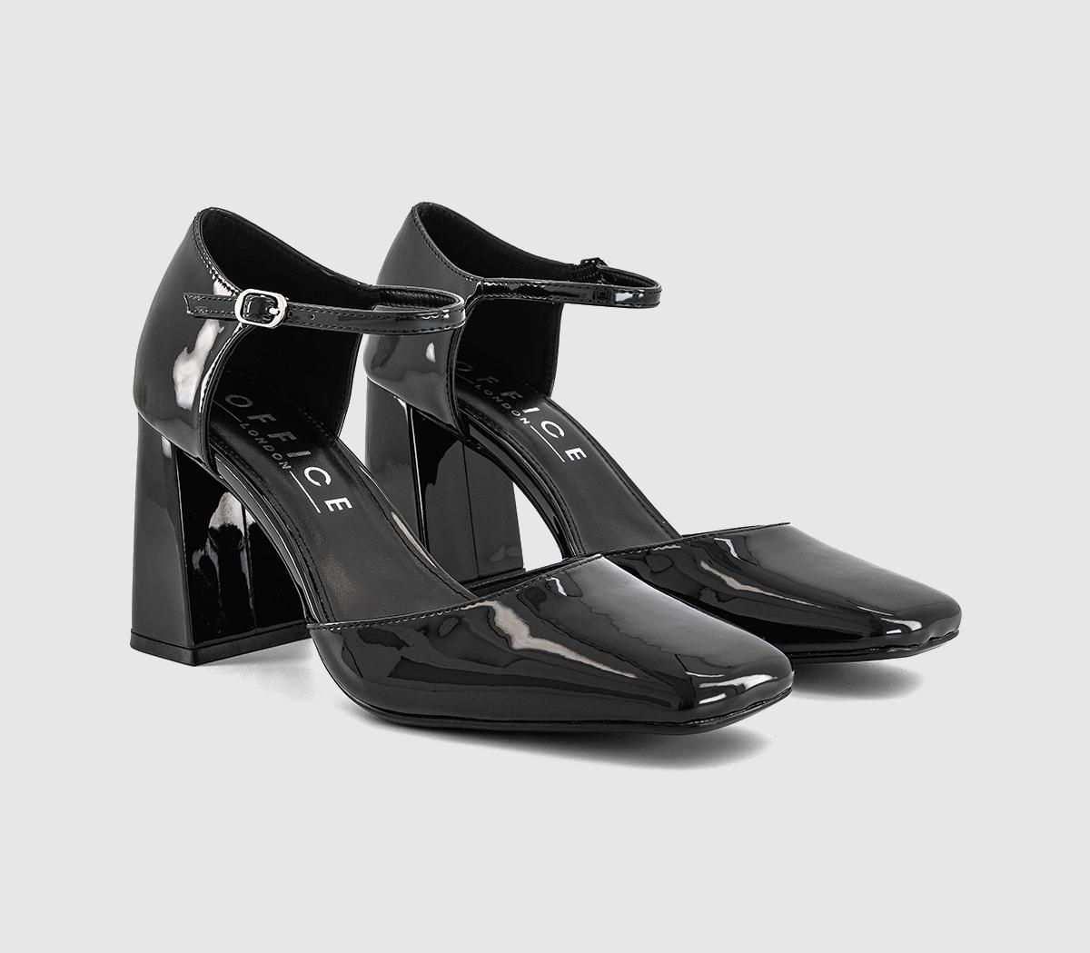 OFFICEMirelle Two Part Square Toe Block HeelsBlack Patent