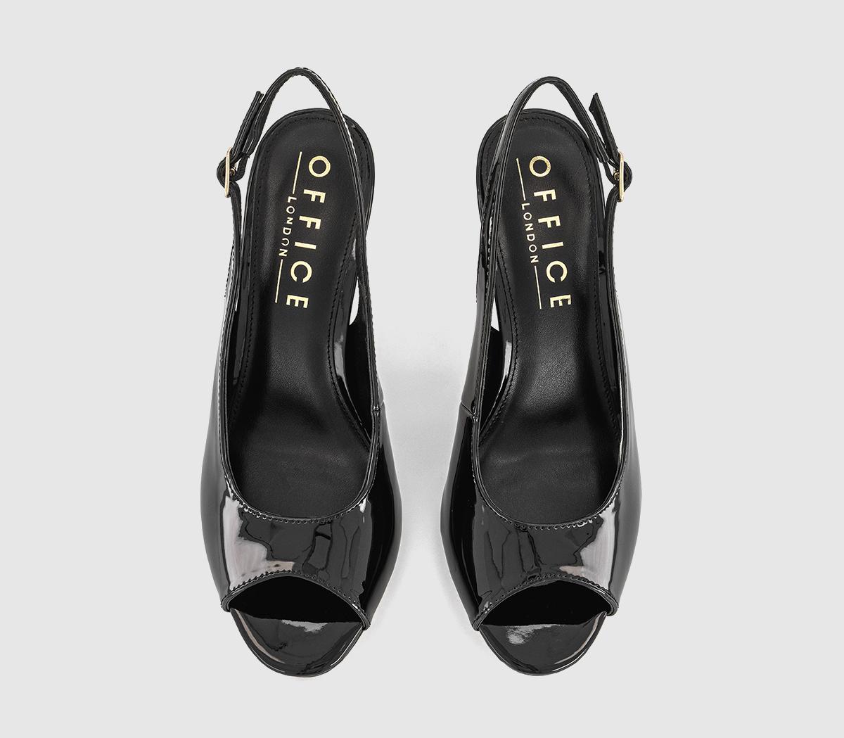 OFFICEMascara Slingback Peep Toe HeelsBlack Patent