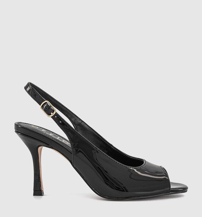 OFFICE Mascara Slingback Peep Toe Heels Black Patent