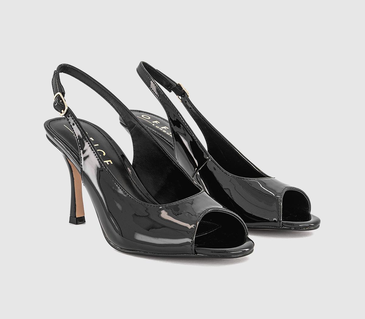 OFFICEMascara Slingback Peep Toe HeelsBlack Patent