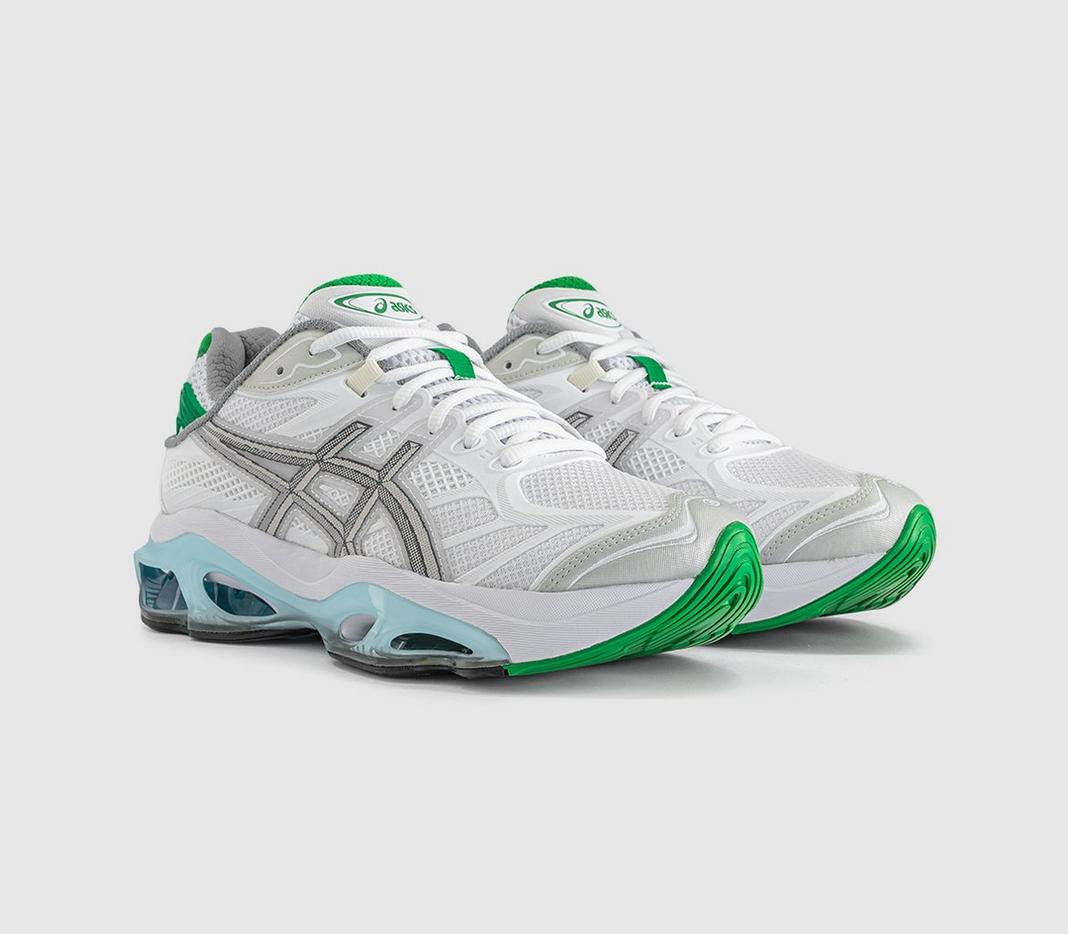 HIDDEN.NY x ASICS GEL-Kinetic 2.0 White Green 1203B169-100 showing white mesh upper with silver overlays and green accents