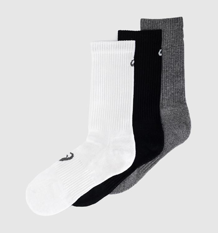 ASICS 3pk Crew Socks White Black Grey