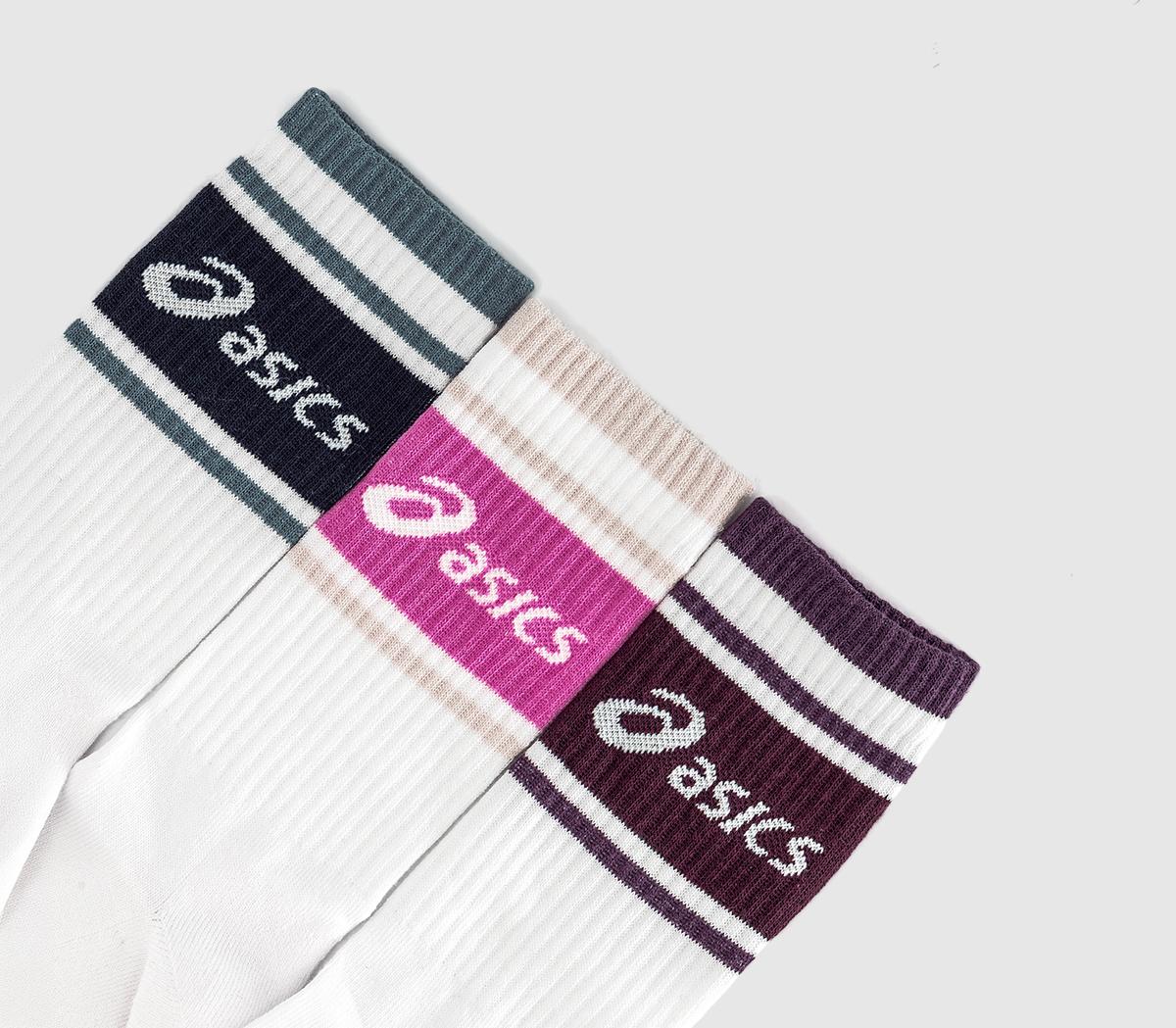 ASICS3pk Crew SocksDark Aubergine Bubblegum Midnight